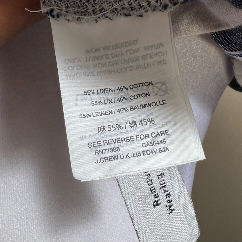 Madewell XS Striped Linen Cotton Button Back Shift Dress Blue White Coastal - Picture 9 of 10